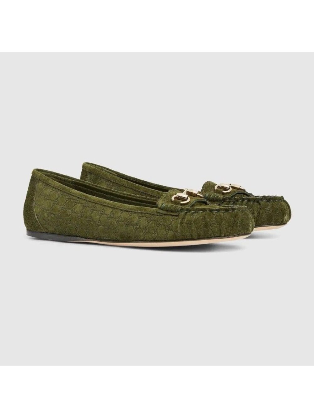 NEW GUCCI Women's GG Suede Kensington Horsebit Loafers EU 39 / US 9 Ballet Flats - Picture 2 of 10